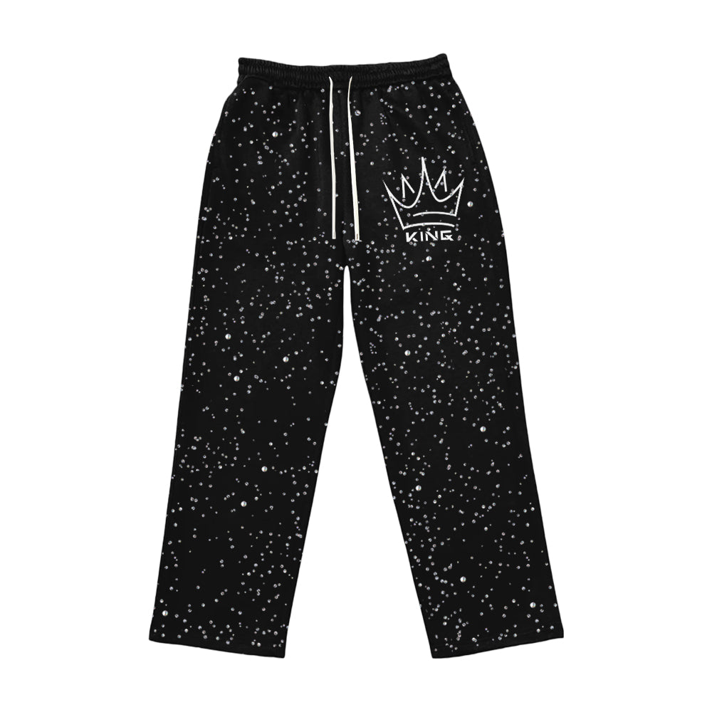 LoopStone Luxury® "KING.X" Starlight Rhinestone Hoodie Set - Black