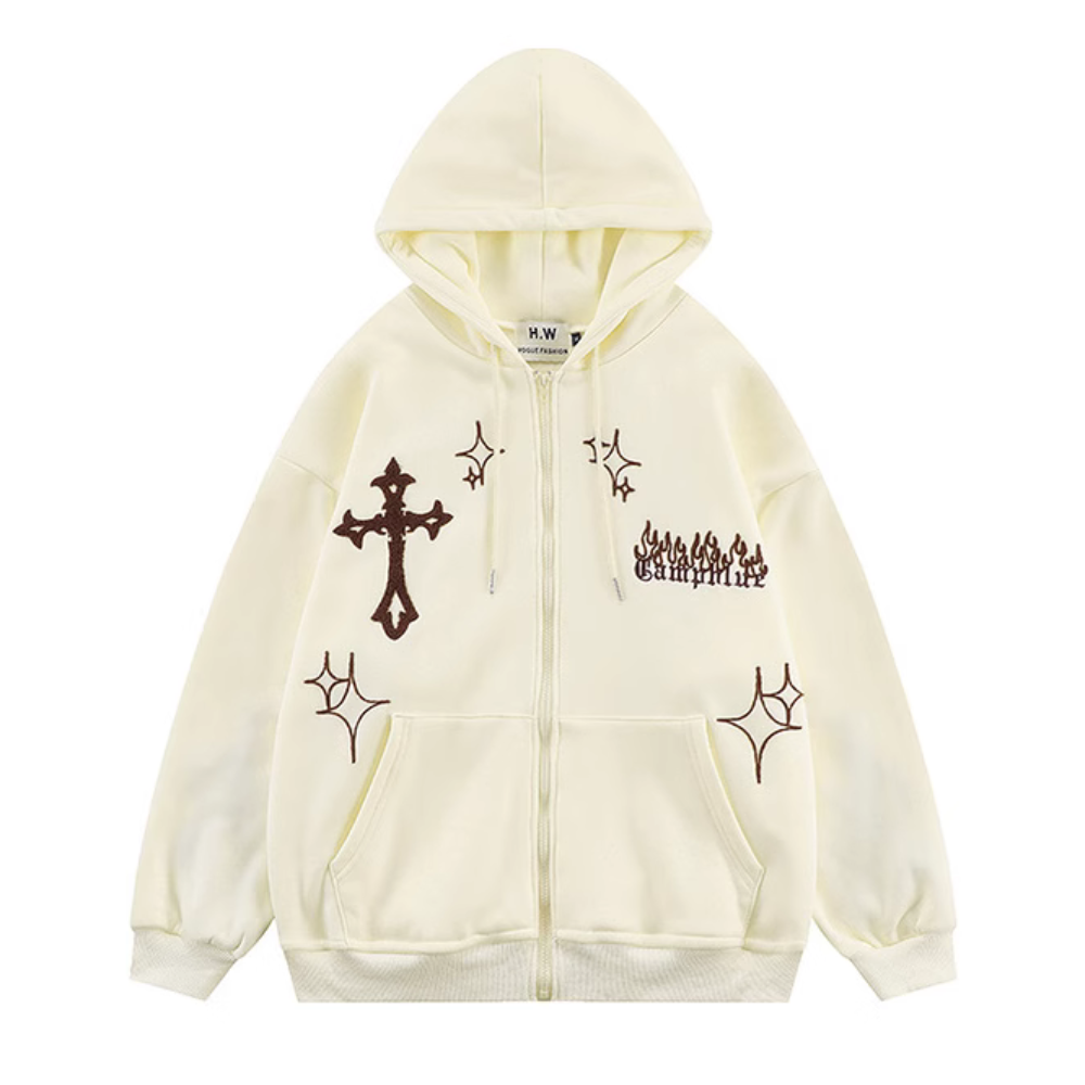 High Street Cross Embroidered Hoodie