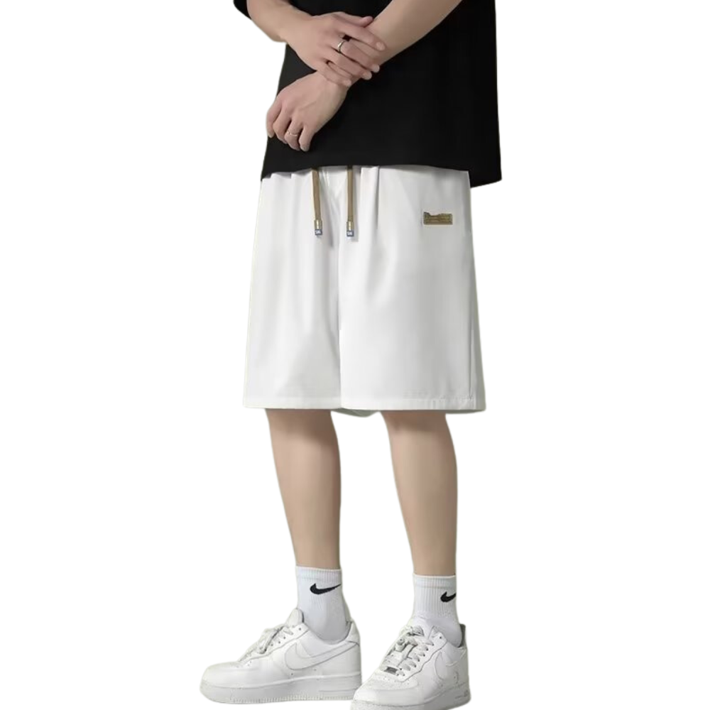 Relaxed Solid Drawstring Shorts