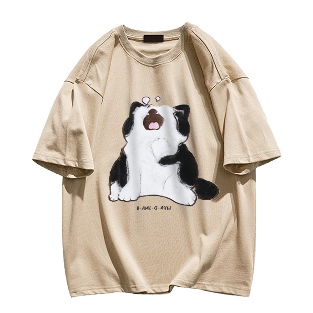 Japanese Cartoon Cat Print T-shirt