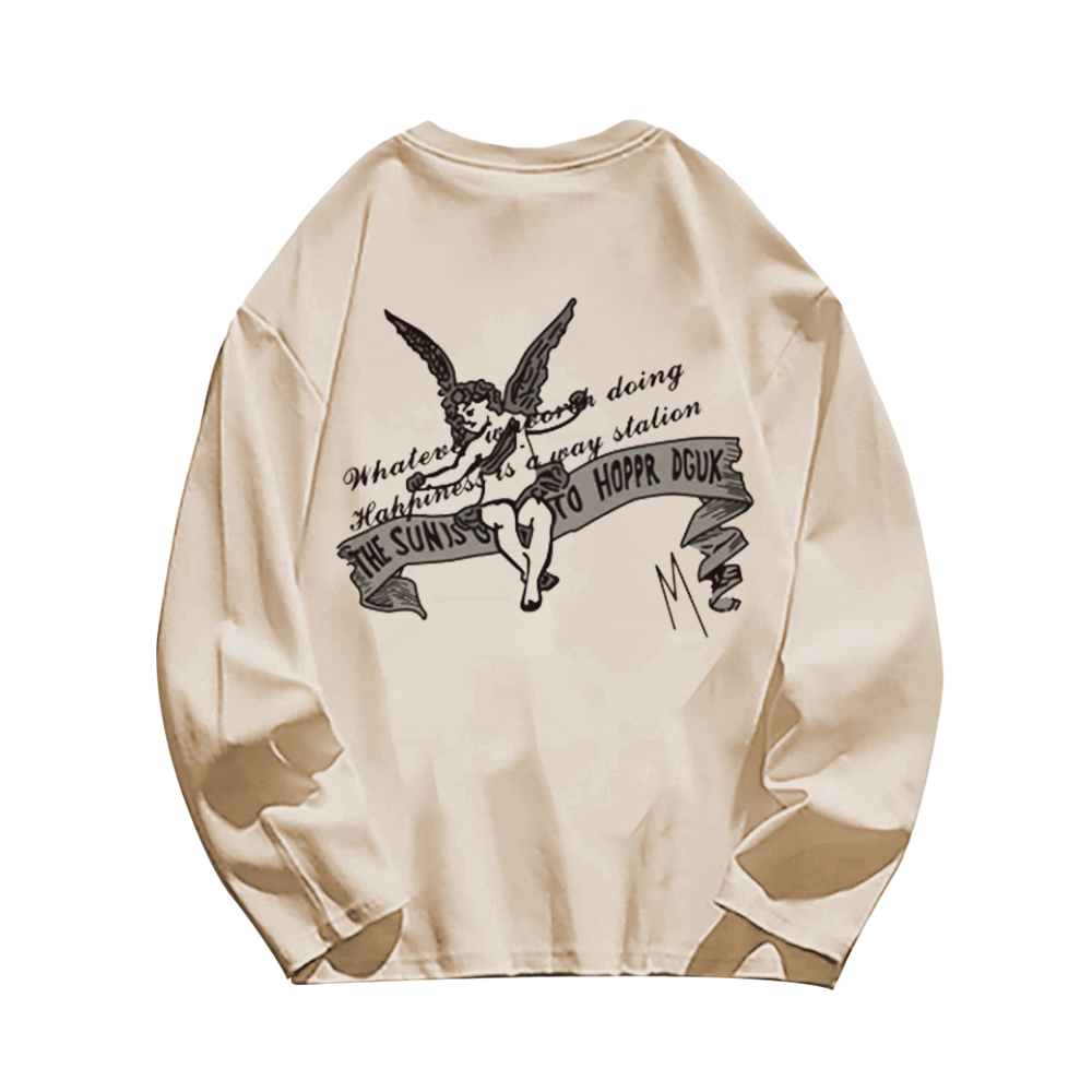 Cute Guardian Angel Print Sweatshirt