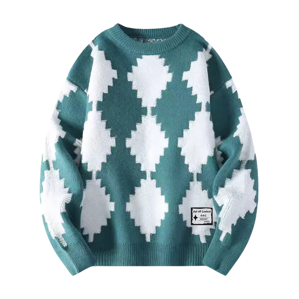 ⚡OOC' Casual Diamond Check Sweater