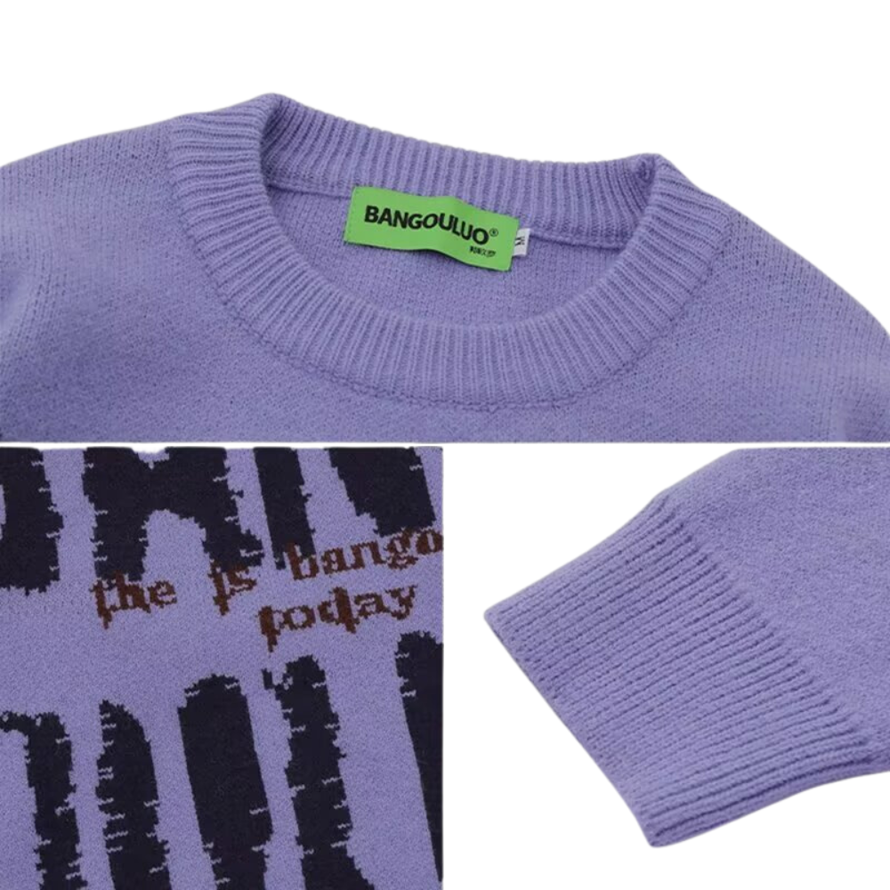 OOC' Lettering Print Loose Sweater