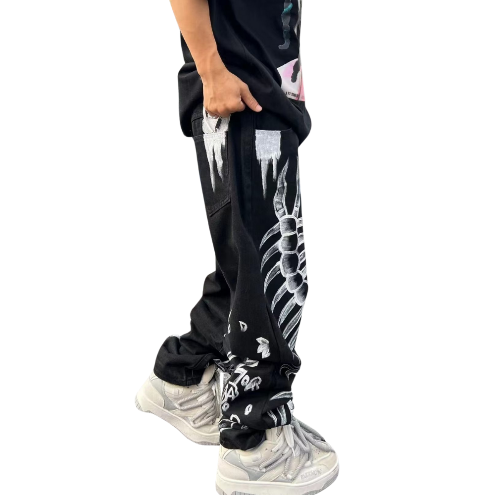 Hip Hop Graffiti Skeleton Jeans