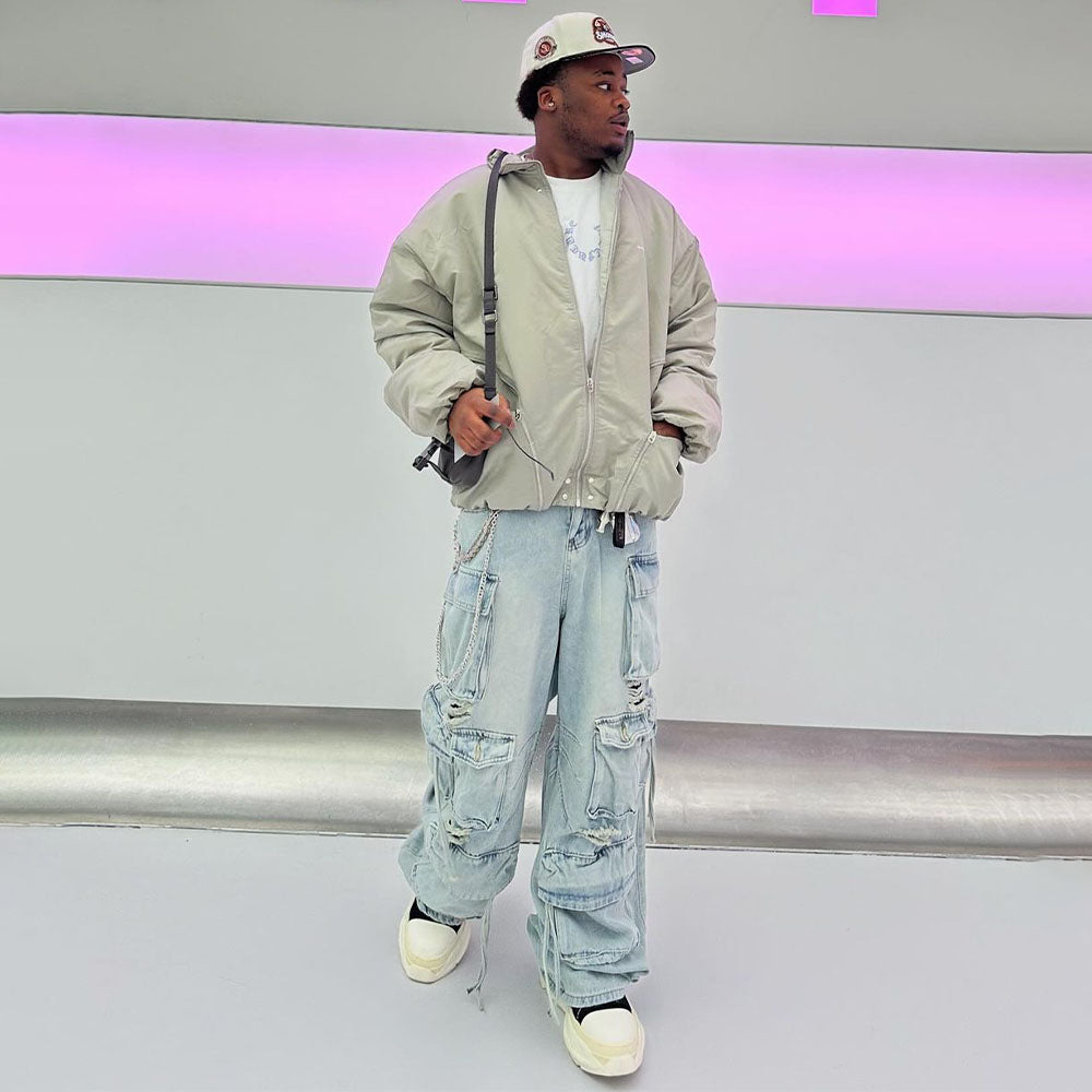 Punk Multi-pocket Ripped Jeans