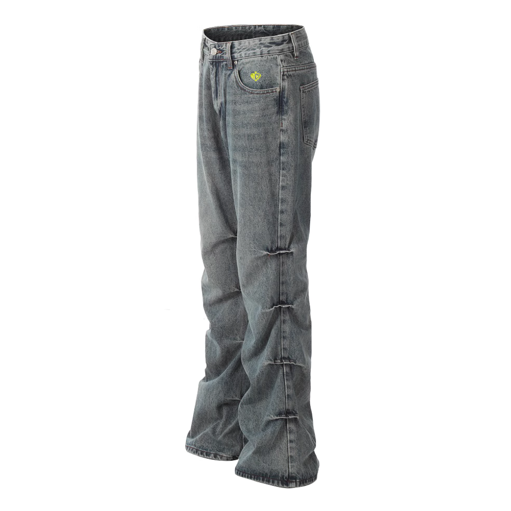 DF|Washed Pleated Bootcut Jeans
