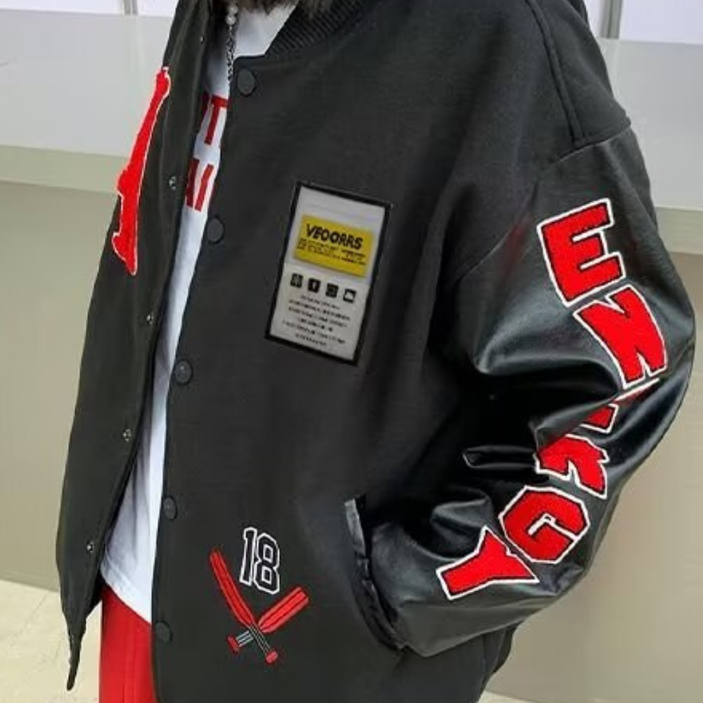 Hip-Hop Lettering Embroidered Baseball Jacket