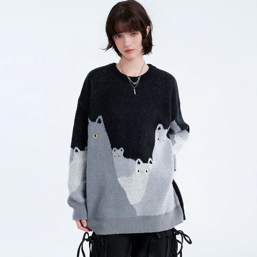 Color block shop cat sweater