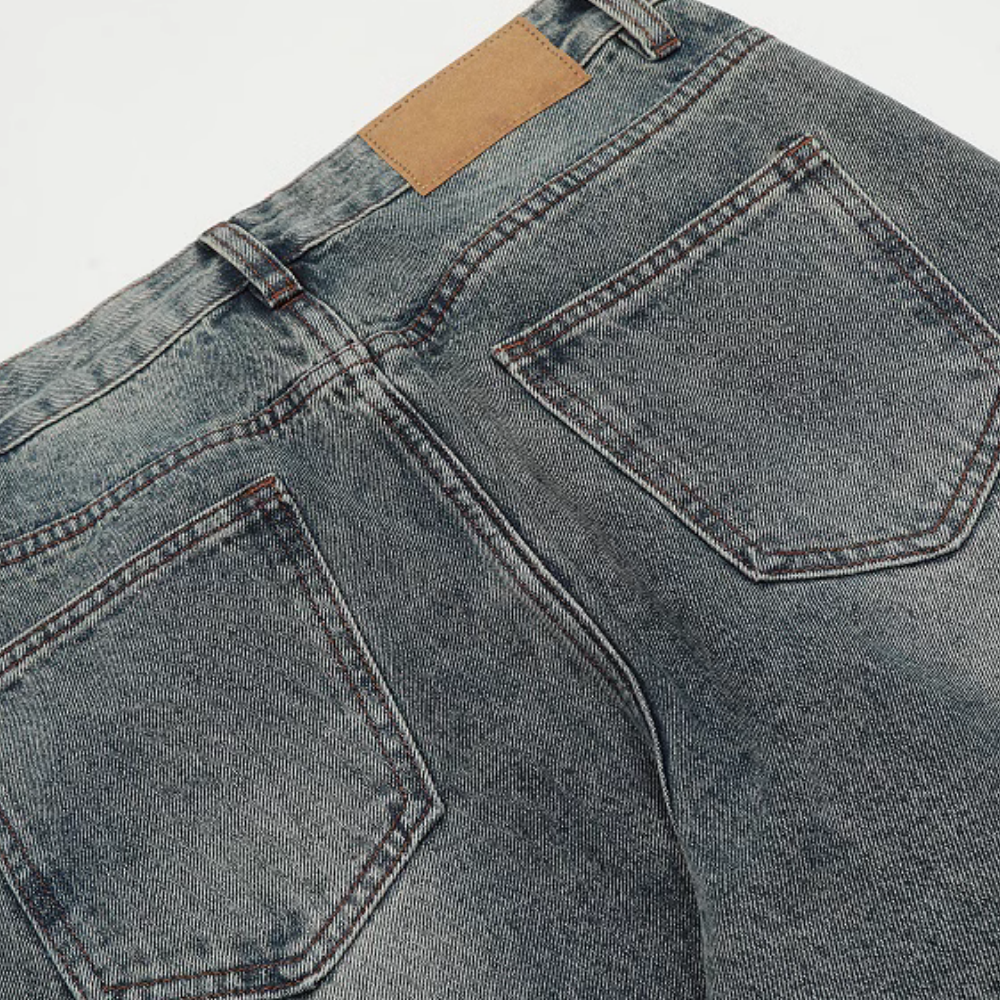 DF|Washed Pleated Bootcut Jeans