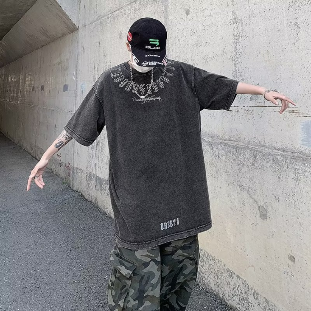 Dark Gothic Alphabet Crewneck T-Shirt