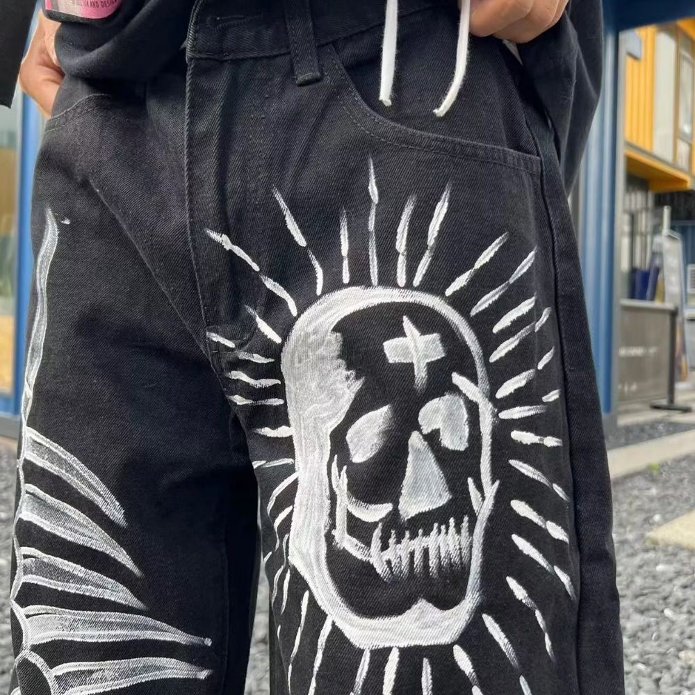 Hip Hop Graffiti Skeleton Jeans