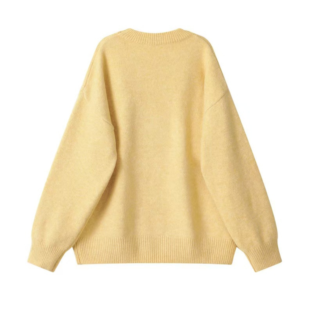 OOC' Cute Kitten Embroidered Letters Knitted Sweater