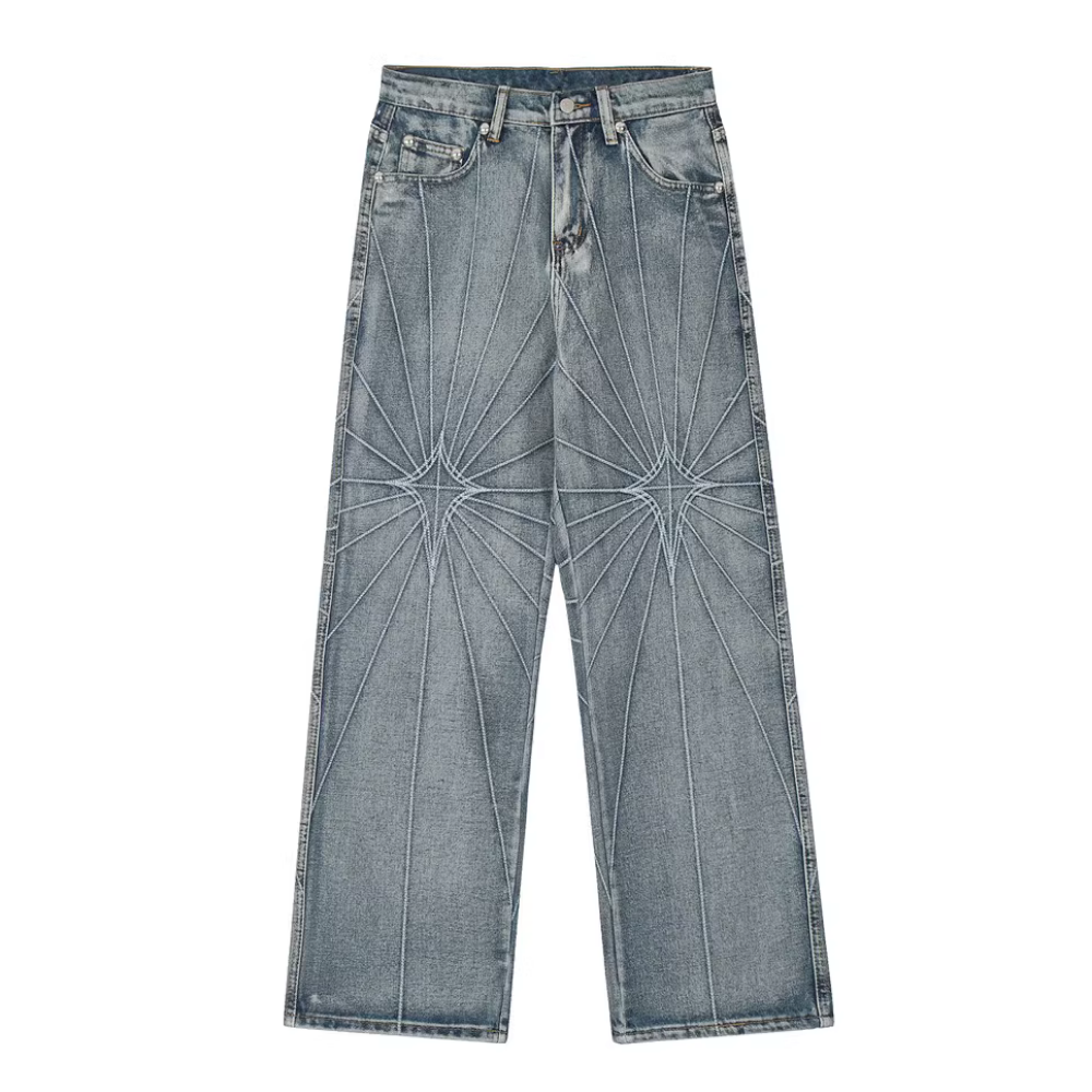 Spider Web Embroidered Jeans
