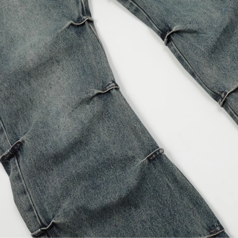 DF|Washed Pleated Bootcut Jeans