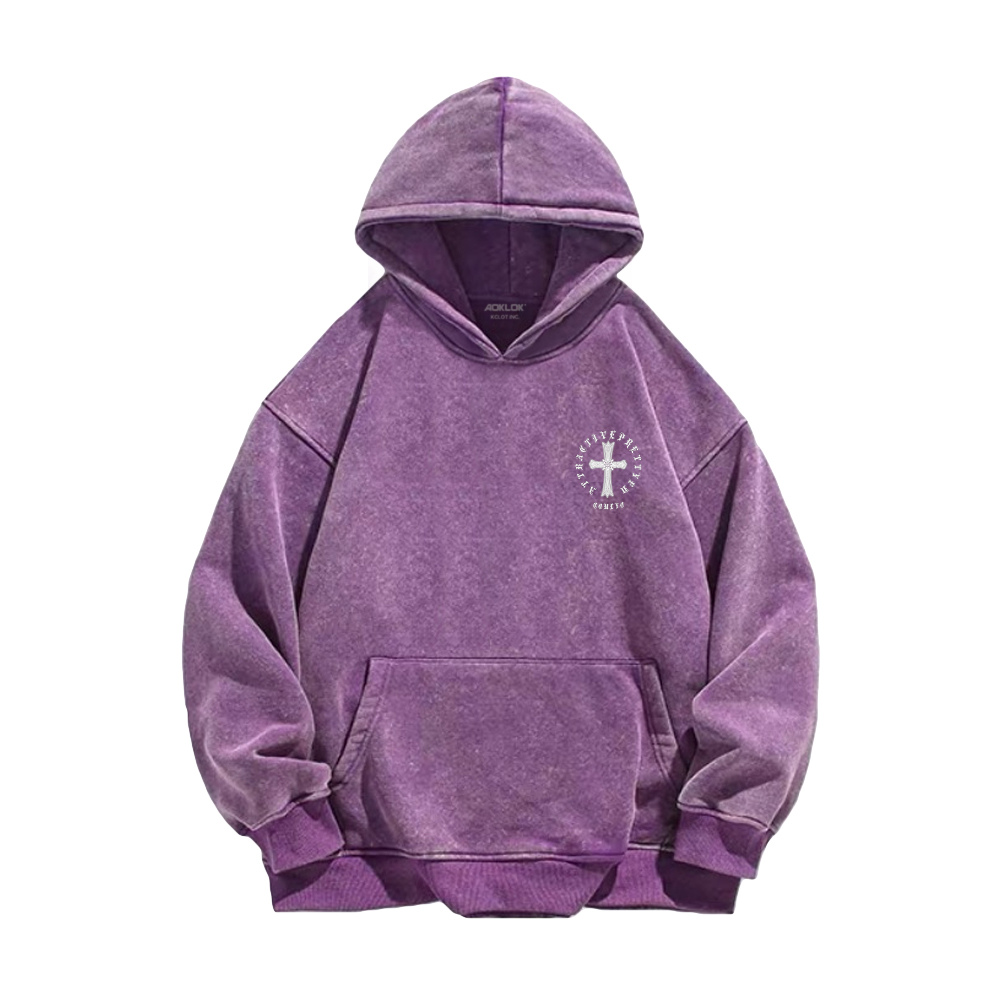 Retro Cross Circle Washed Hoodie