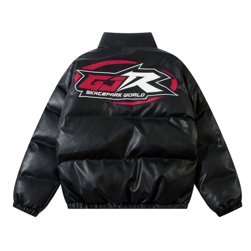 Motorcycle  Flame Letter Patch LeatherCoat