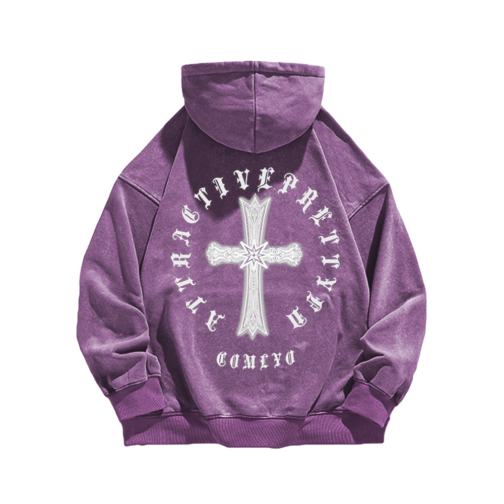 Retro Cross Circle Washed Hoodie