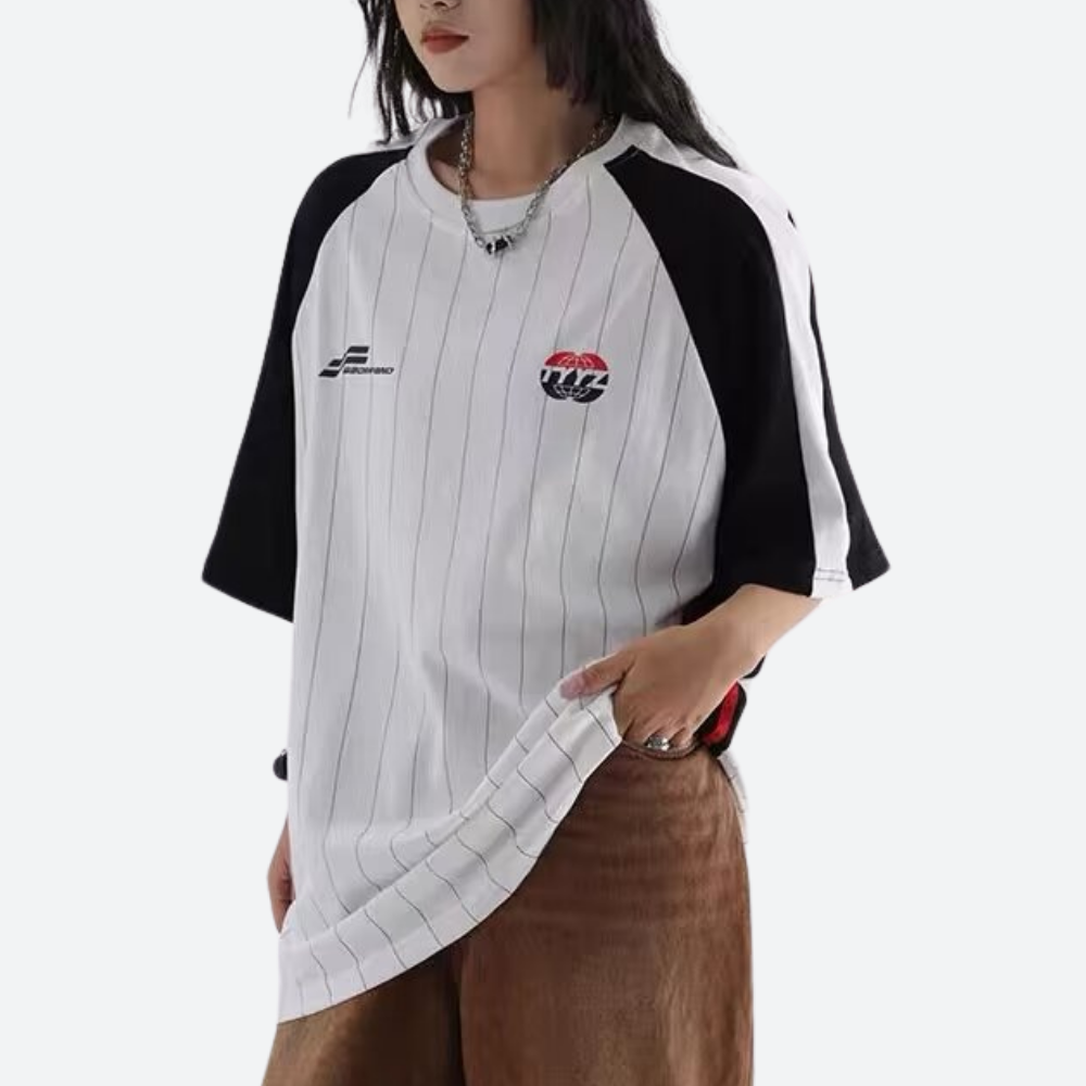 American Loose EmbroidEred Lapel T-shirt
