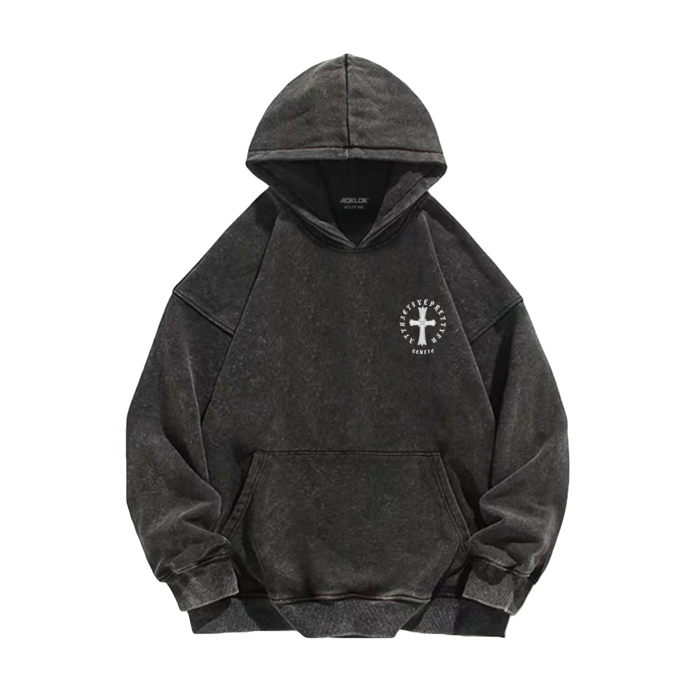 Retro Cross Circle Washed Hoodie