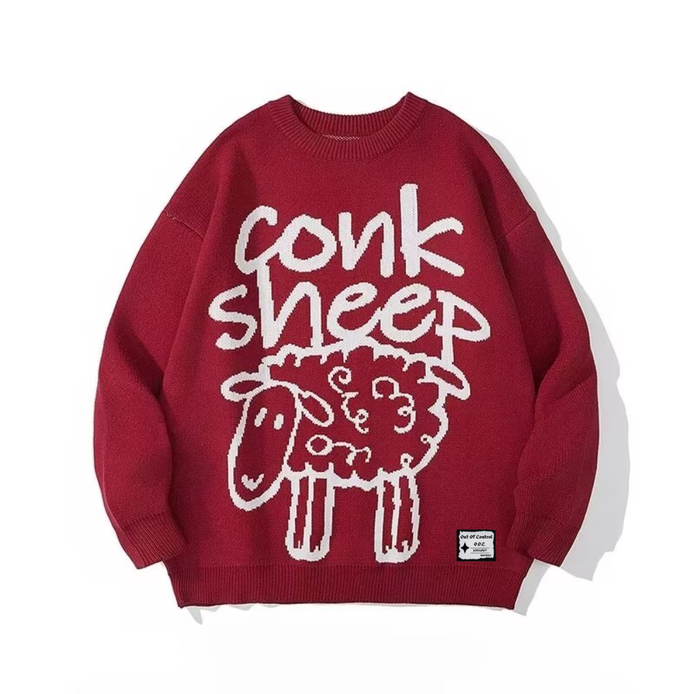 OOC' Cute Cartoon Sheep Pattern Knitted Sweater