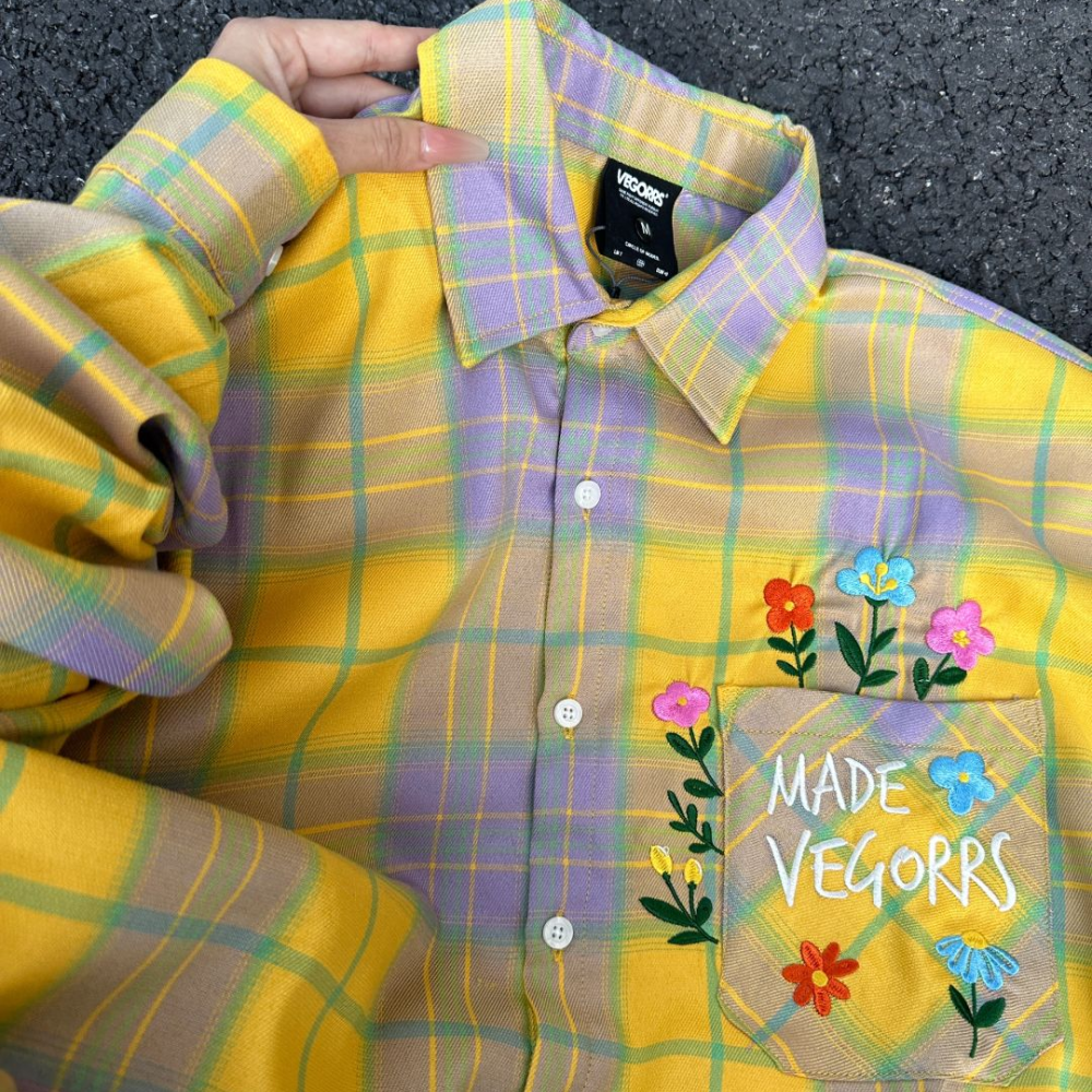 Colored Floral Embroidered Longsleeve Shirt