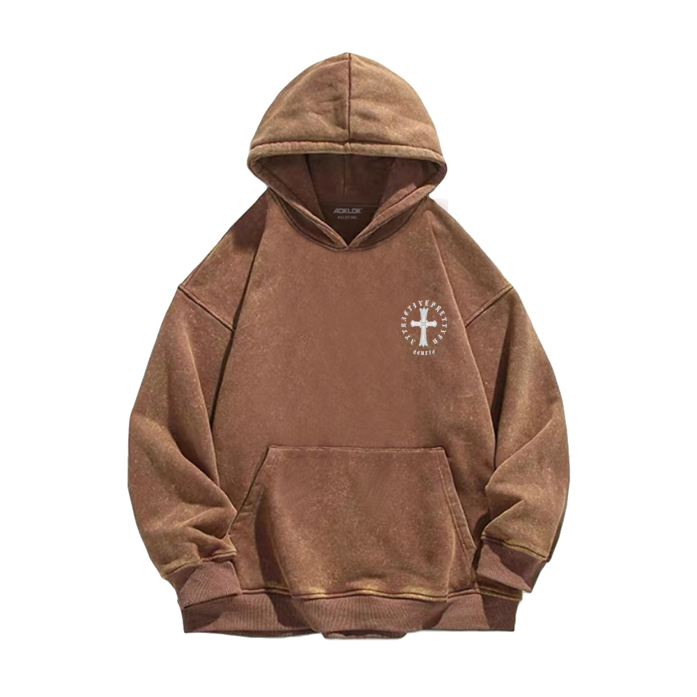 Retro Cross Circle Washed Hoodie