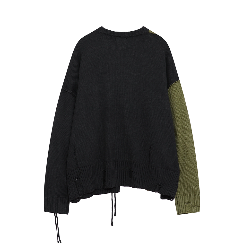 Irregular Stitching In Contrasting Colors Sweater