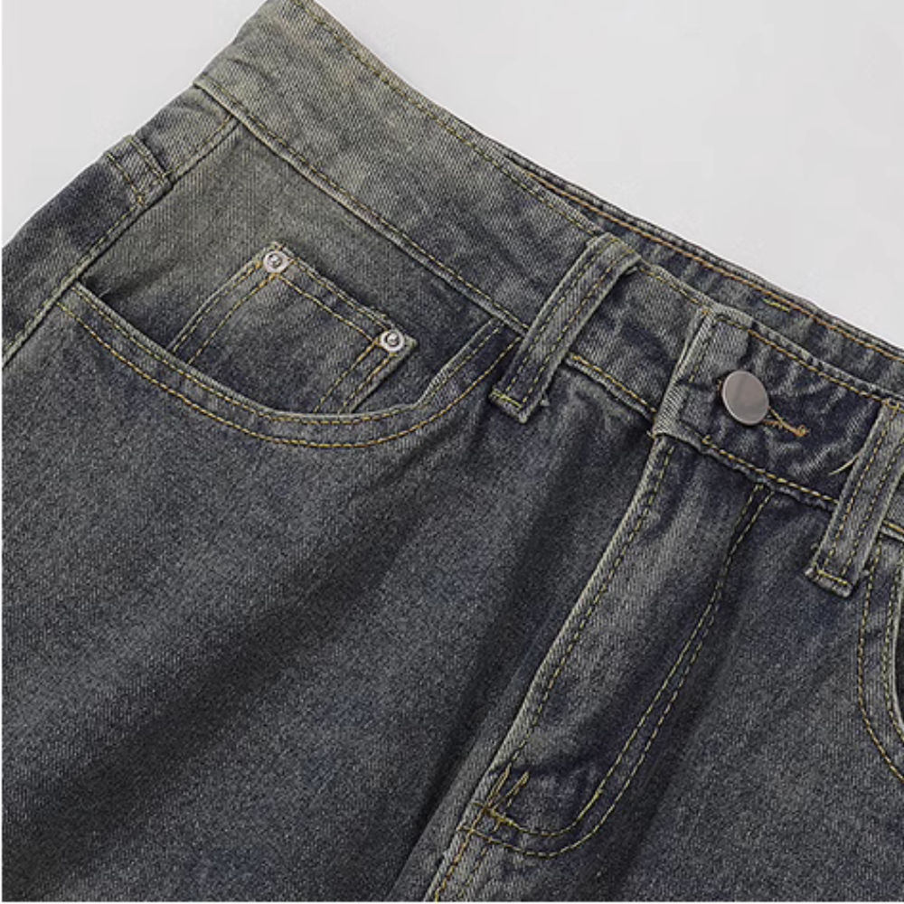 Urban Lace-Up Panel Baggy Jeans