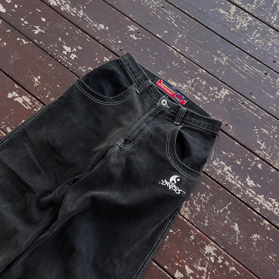 BAGGOUT American retro Yin Yangs print jeans