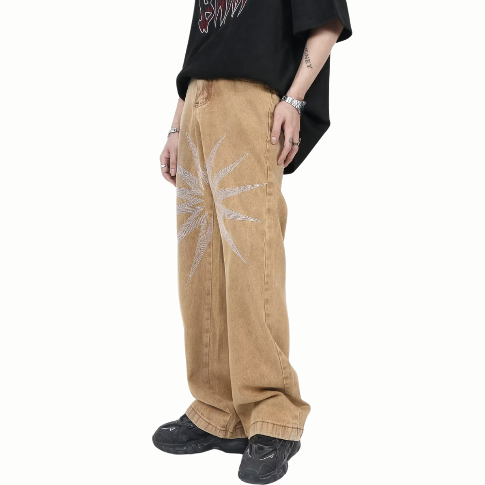 DF| Heavy Starburst Daisy Embroidery Jeans