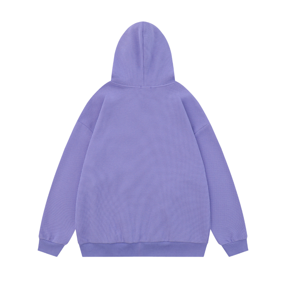 Cute Star Waffle Fabric Zipper Hoodies