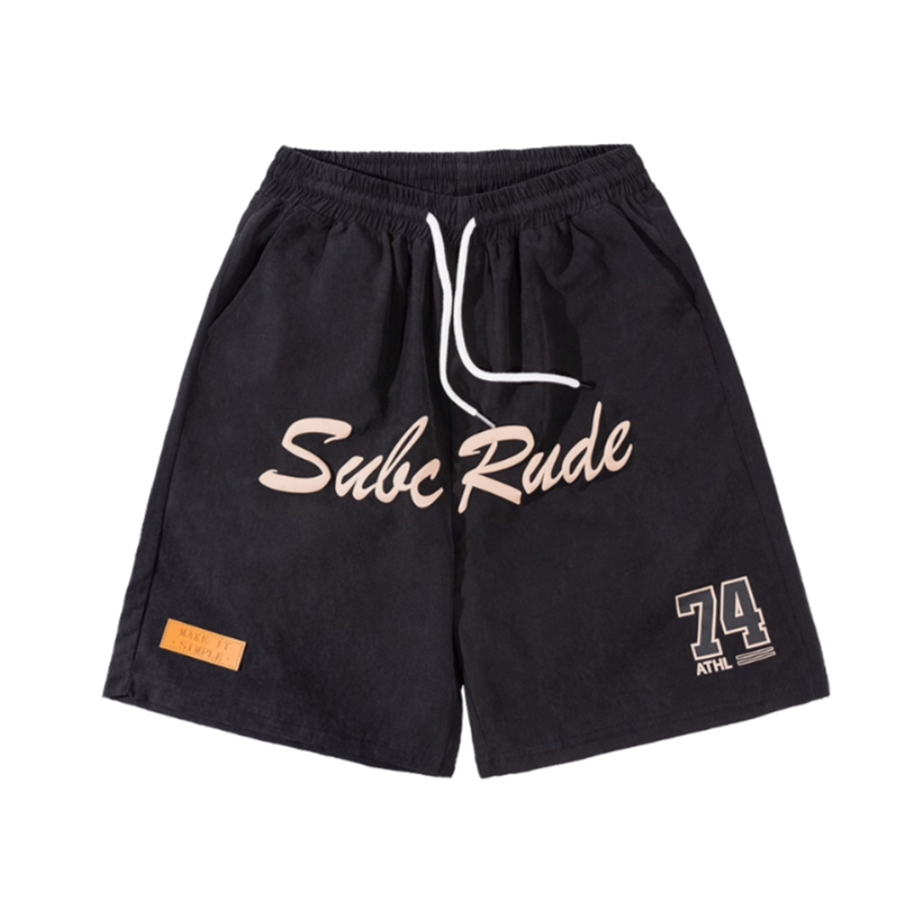 Urban Street Letter Embroidery Suede Shorts