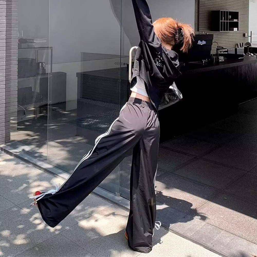 Women's Striped Braided Bow Sweatpants