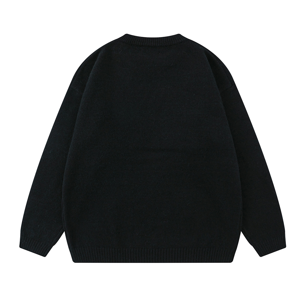 Solid Color Star Zipper Pullover Sweater