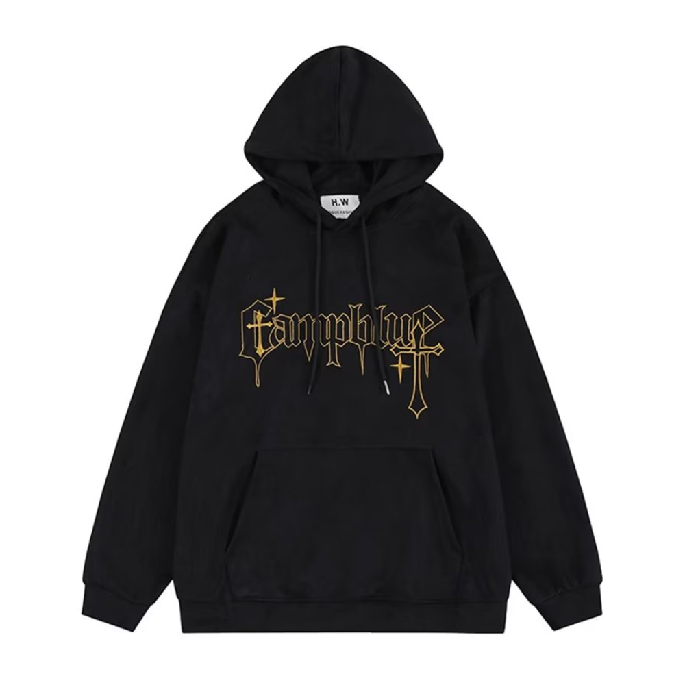 Vintage Cross Graphic Suede Hoodie