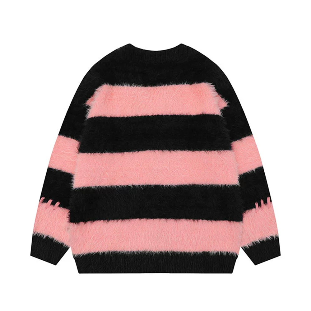 College Style Stripes With Contrasting Colors Cardigan Sweater