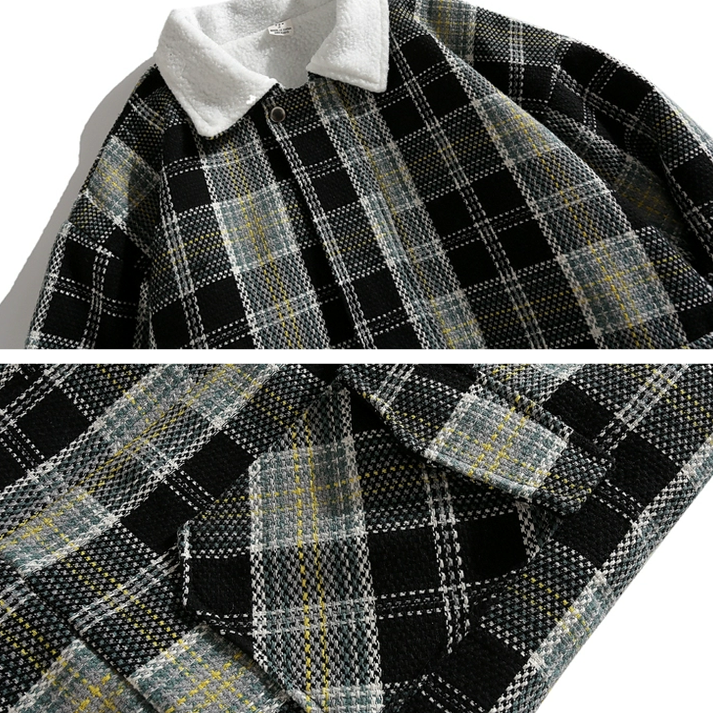 High Street Plaid Shearling Jacket