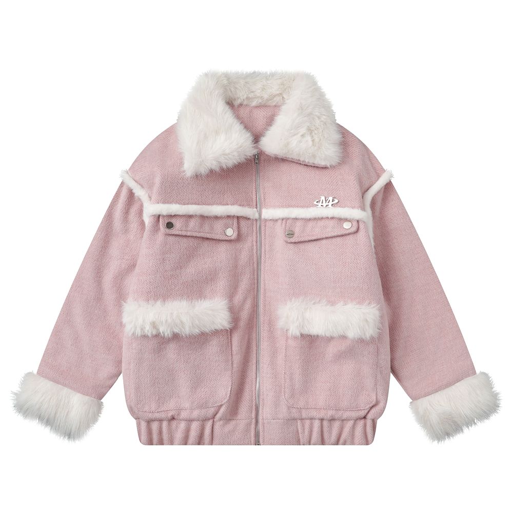 【NOW TREND】Suede Fur Collar Zip Coat