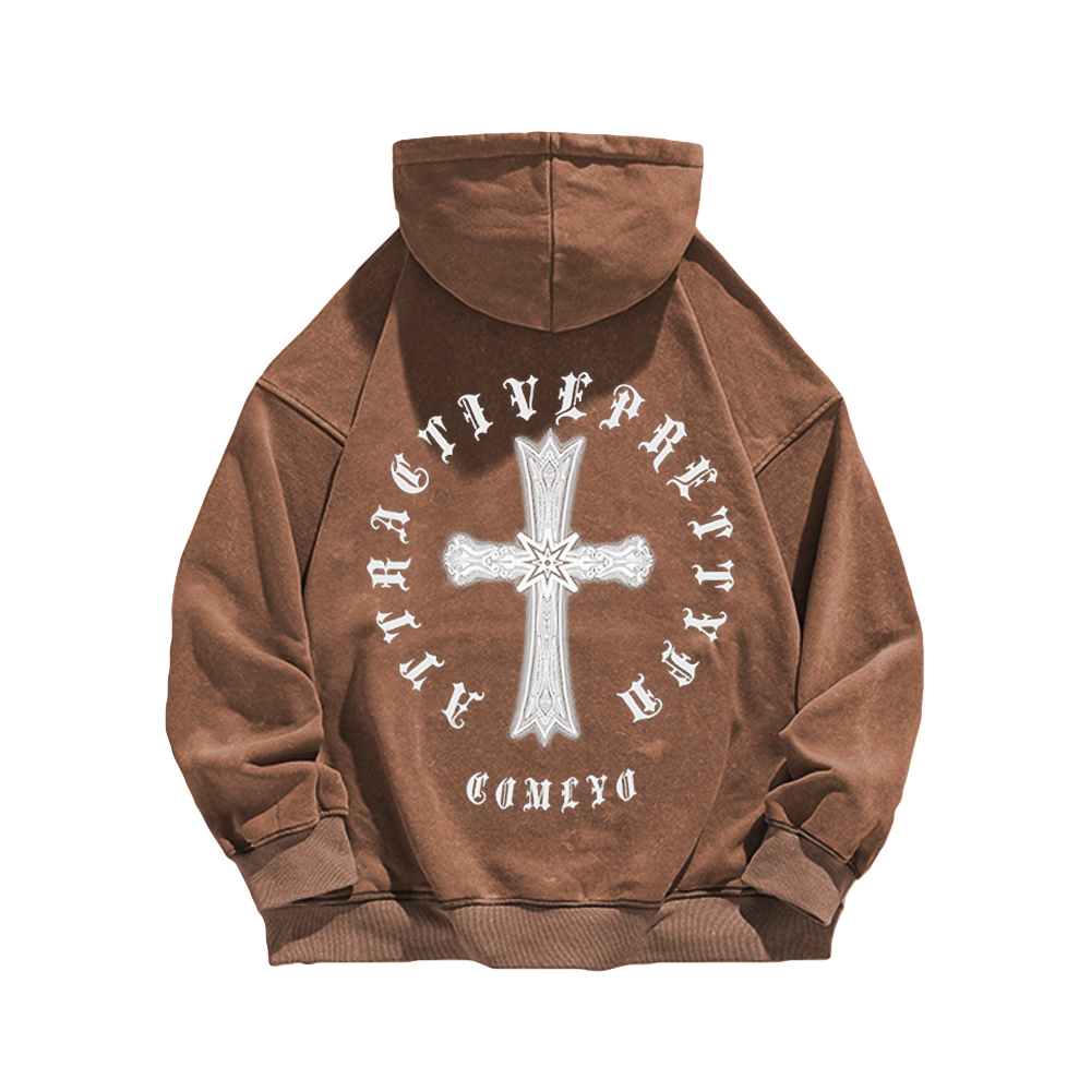 Retro Cross Circle Washed Hoodie