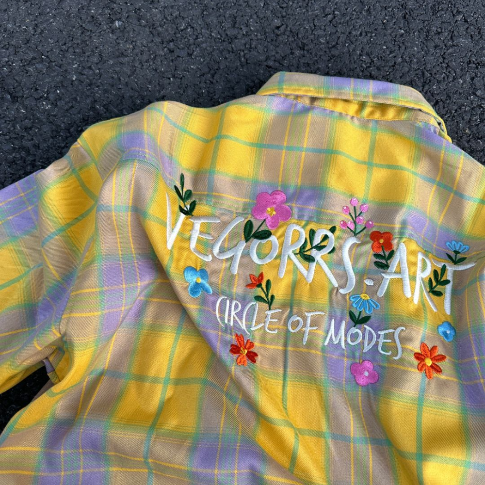 Colored Floral Embroidered Longsleeve Shirt