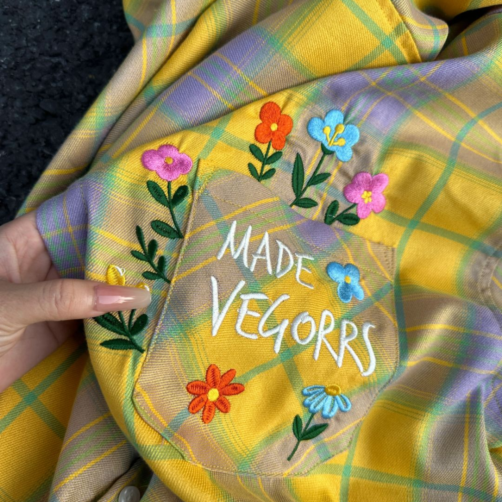 Colored Floral Embroidered Longsleeve Shirt