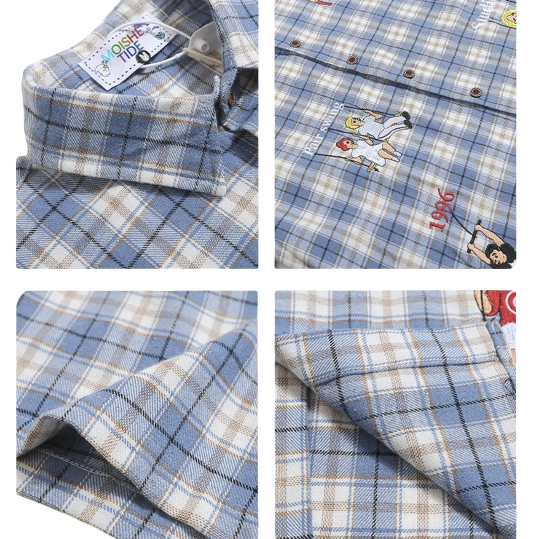 Vintage Embroidered Checkered Shirt