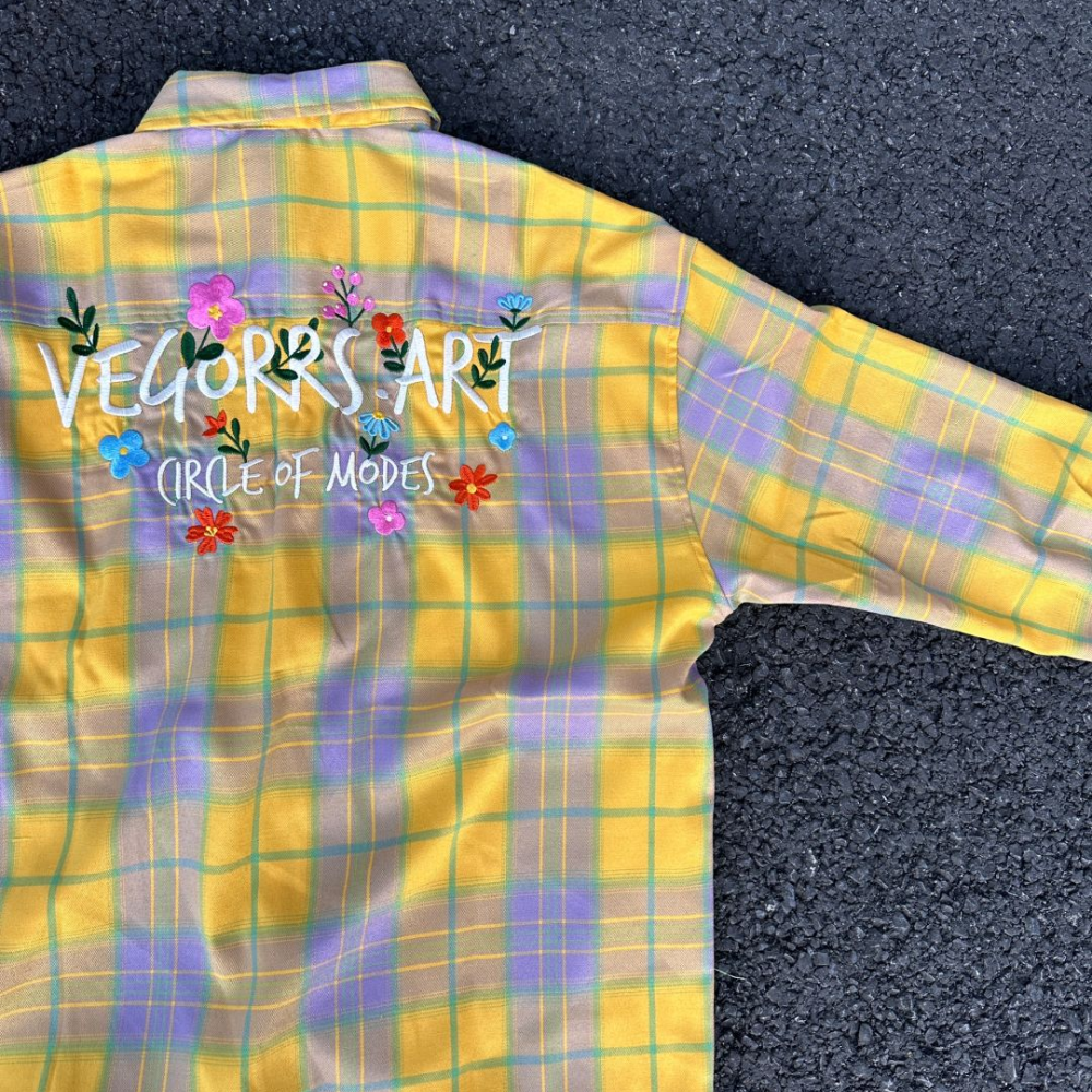 Colored Floral Embroidered Longsleeve Shirt
