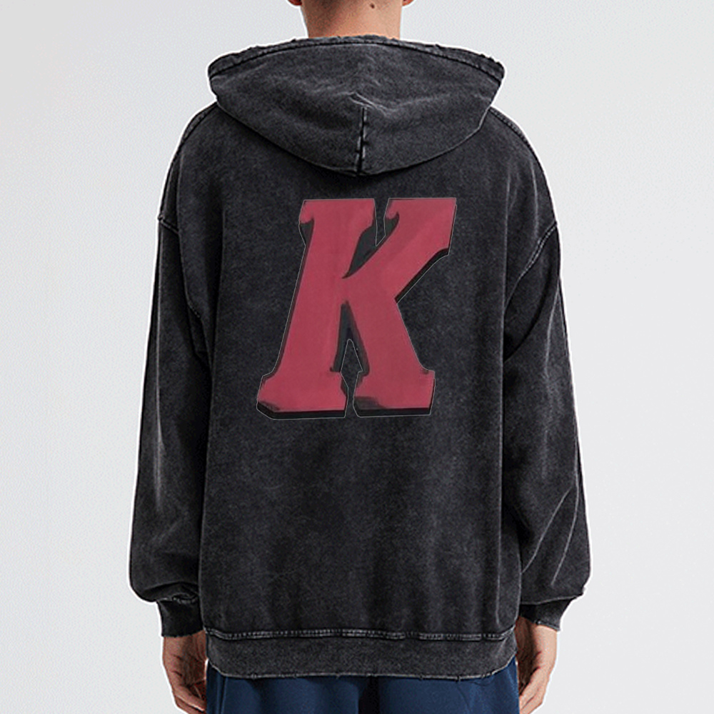 Retro letters K logo Washed Hoodie
