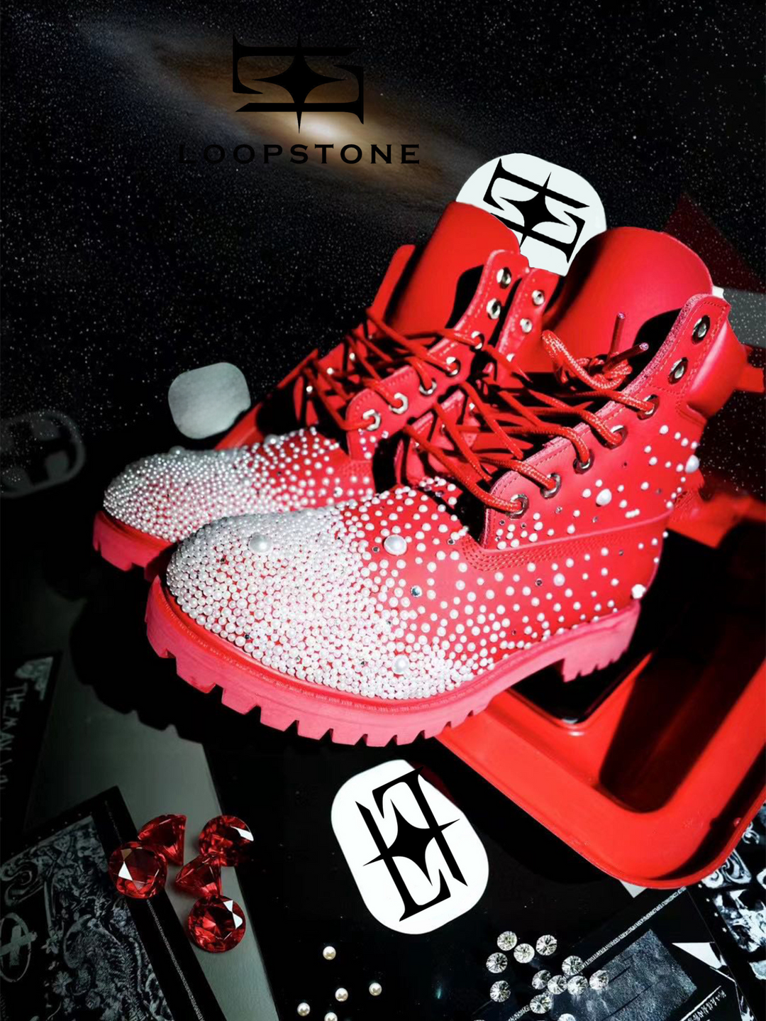 LoopStone Luxury Scarlet Night Crystal Boots - KOC Project
