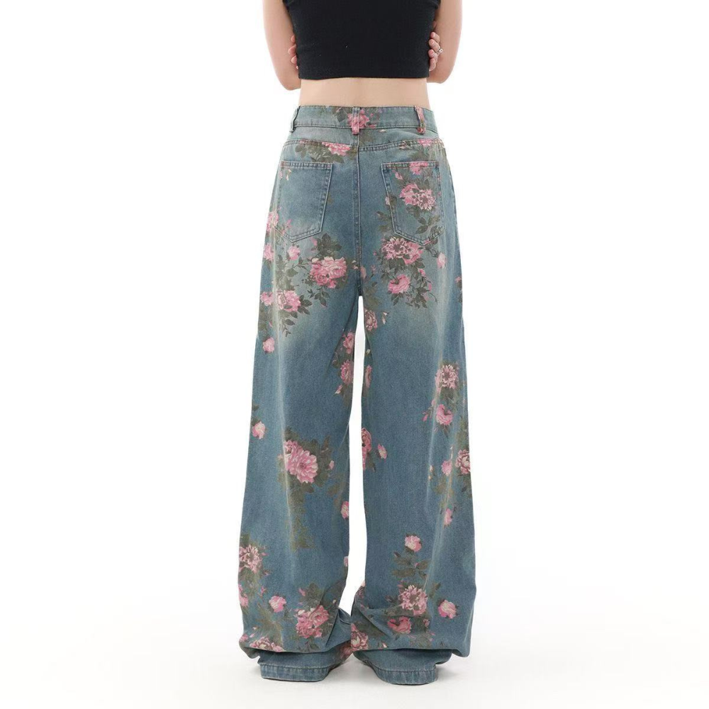 Colored Floral Embroidered Jeans
