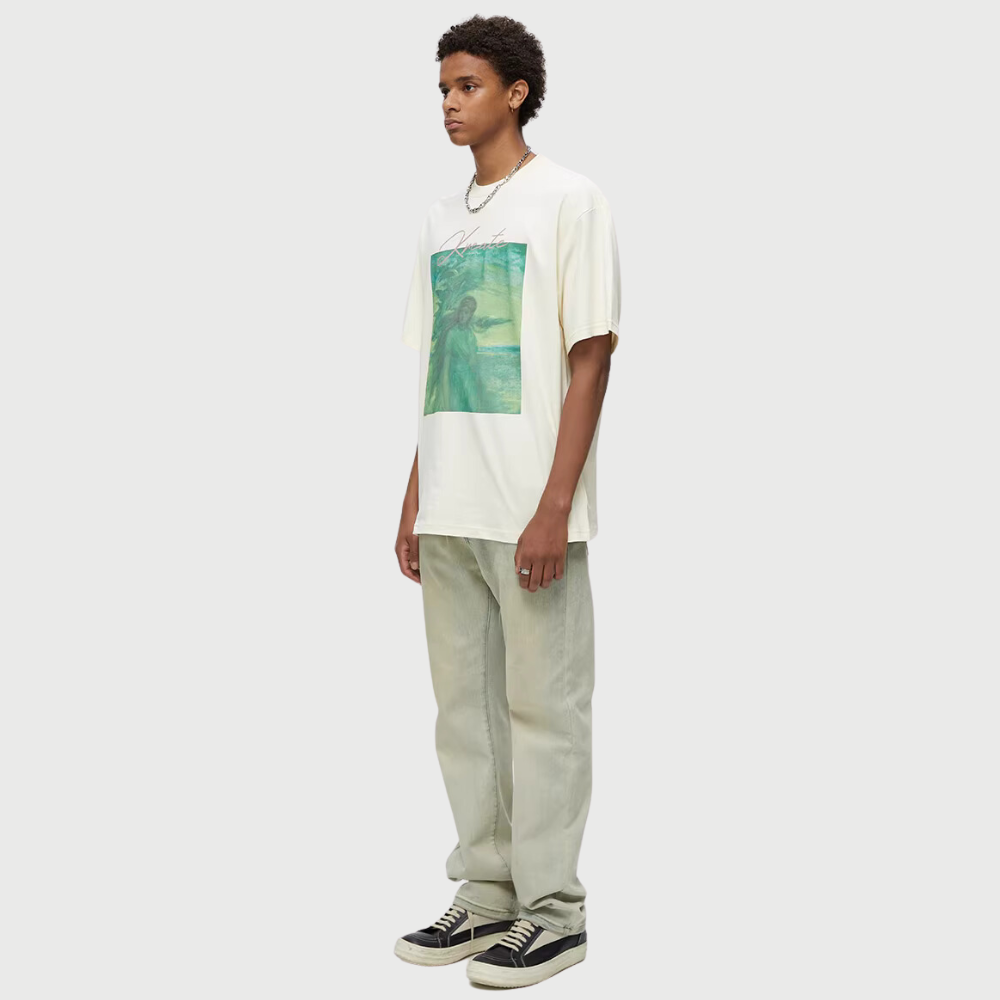 Pure Cotton 260G Oil Painting Girl Print T-Shirt