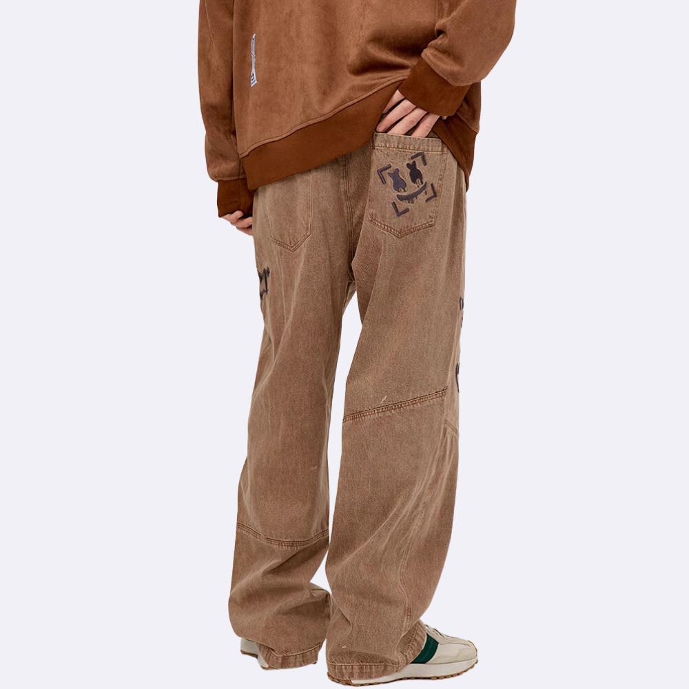 High Street Cross Embroidered Jeans