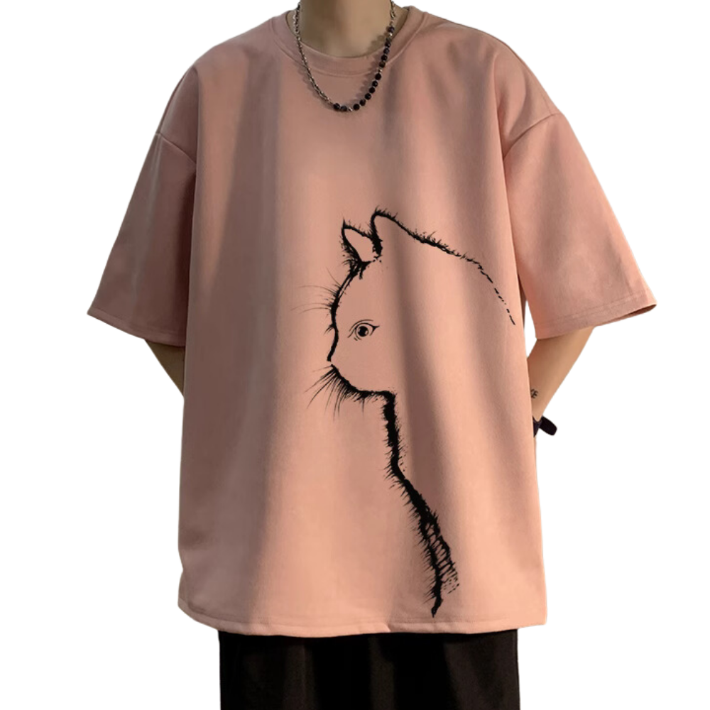 Casual Cute Cat Suede T-Shirt