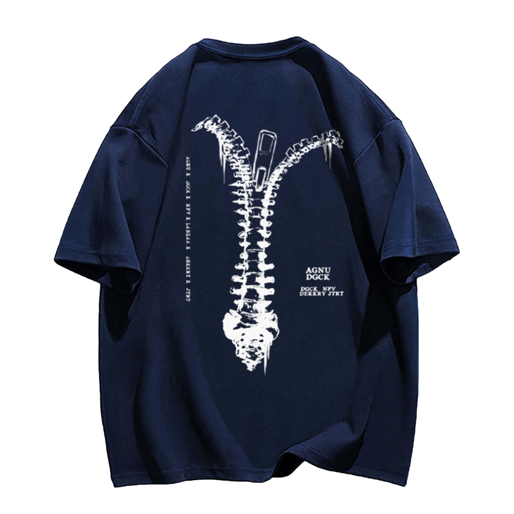 Skeleton Zipper Graphic T-Shirt